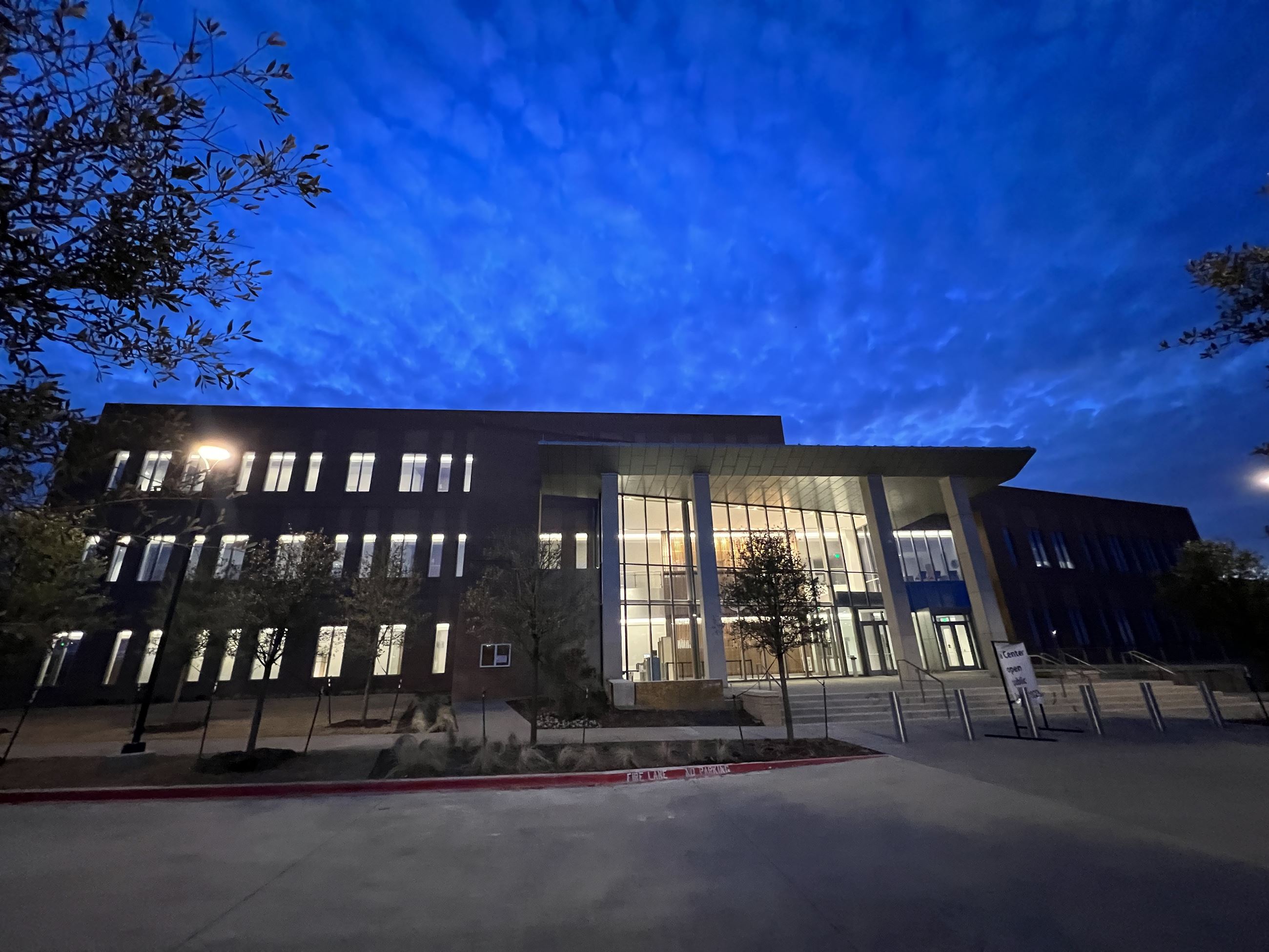 Justice Center at nightn - Jan. 2023