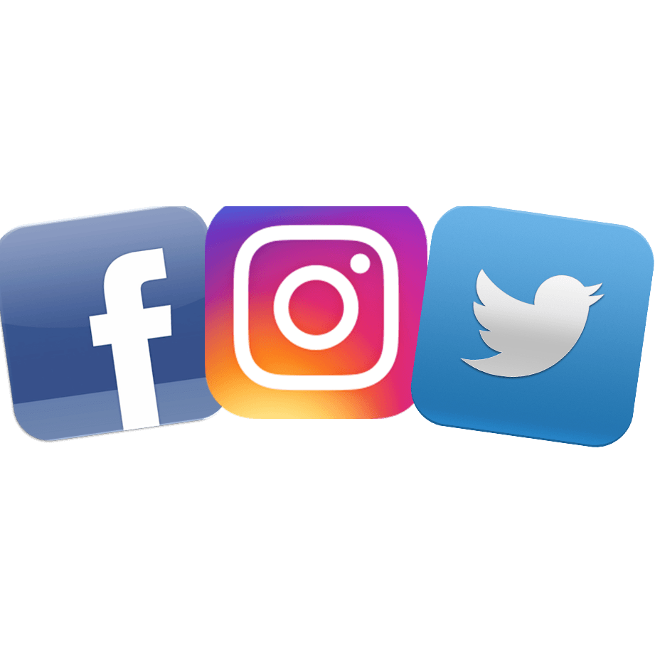 Facebook, Instagram, and Twitter logos 